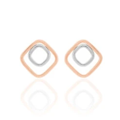 Boucles D'oreilles Pendantes Artahe Carree Or Bicolore