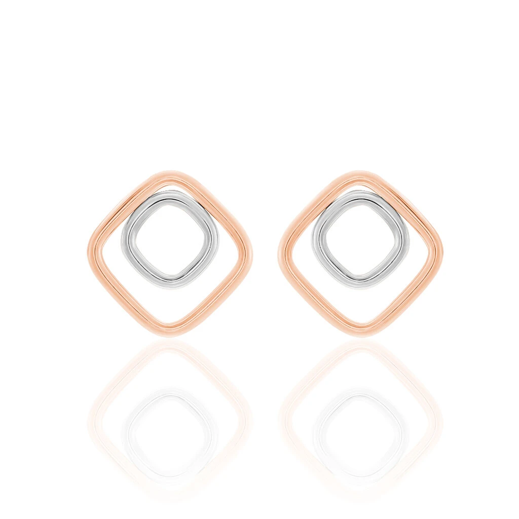 Boucles D'oreilles Pendantes Artahe Carree Or Bicolore 1 Boucles D'oreilles Pendantes Artahe Carree Or Bicolore