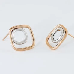 Boucles D'oreilles Pendantes Artahe Carree Or Bicolore 6 Boucles D'oreilles Pendantes Artahe Carree Or Bicolore -Bijouterie Pas Chère B3OF2W0362 view2