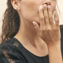 Boucles D'oreilles Puces Urania Or Blanc Diamant -Bijouterie Pas Chère B3OFBDD041 model0