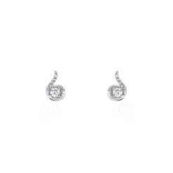 Boucles D'oreilles Puces Vrille Accompagnee Or Blanc Diamant