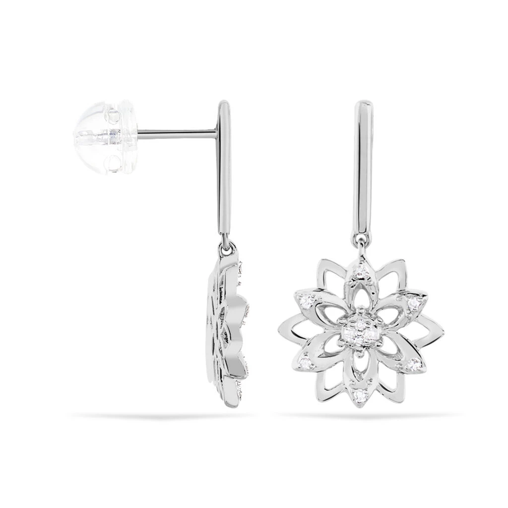 Boucles D'oreilles Pendantes Italane Or Blanc Diamant 2 Boucles D'oreilles Pendantes Italane Or Blanc Diamant – Image 2