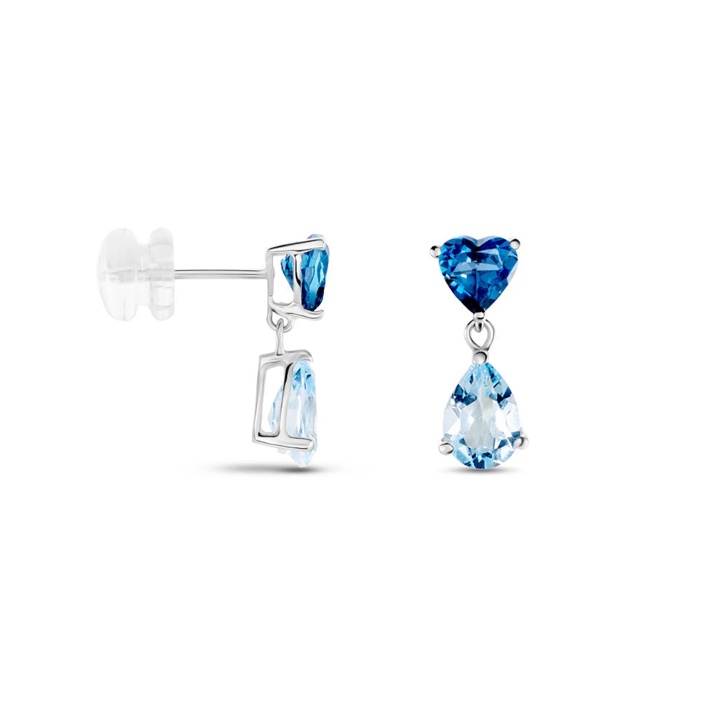 Boucles D'oreilles Puces Lenuta Or Blanc Topaze Bleu Sky Topaze 2 Boucles D'oreilles Puces Lenuta Or Blanc Topaze Bleu Sky Topaze – Image 2