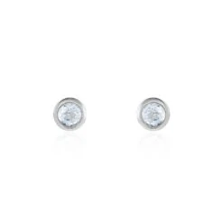 Boucles D'oreilles Puces Edy Serti Clos Or Blanc Topaze