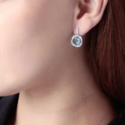 Boucles D'oreilles Puces Marie-jacqueline Or Blanc Topaze Et Diamant -Bijouterie Pas Chère B3OFBTB383 model0