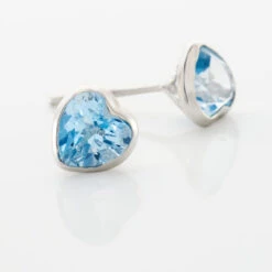 Boucles D'oreilles Puces Klodina Or Blanc Topaze -Bijouterie Pas Chère B3OFBTB392 view2