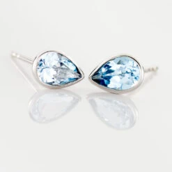 Boucles D'oreilles Puces Fassia Or Blanc Topaze -Bijouterie Pas Chère B3OFBTB500 view2