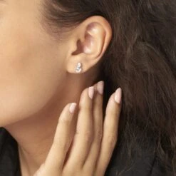 Boucles D'oreilles Puces Giana Or Blanc Topaze Et Oxyde De Zirconium -Bijouterie Pas Chère B3OFBTB510 model1