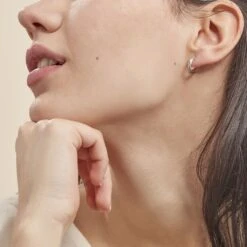 Créoles Ananas Or Blanc -Bijouterie Pas Chère B3OFBW0081 model0