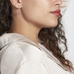 Boucles D'oreilles Pendantes Dennis Or Blanc Amethyste -Bijouterie Pas Chère B3OFBYI166 model0