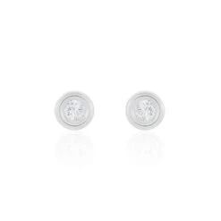 Boucles D'oreilles Puces Eden Serti Pneu Or Blanc Oxyde De Zirconium