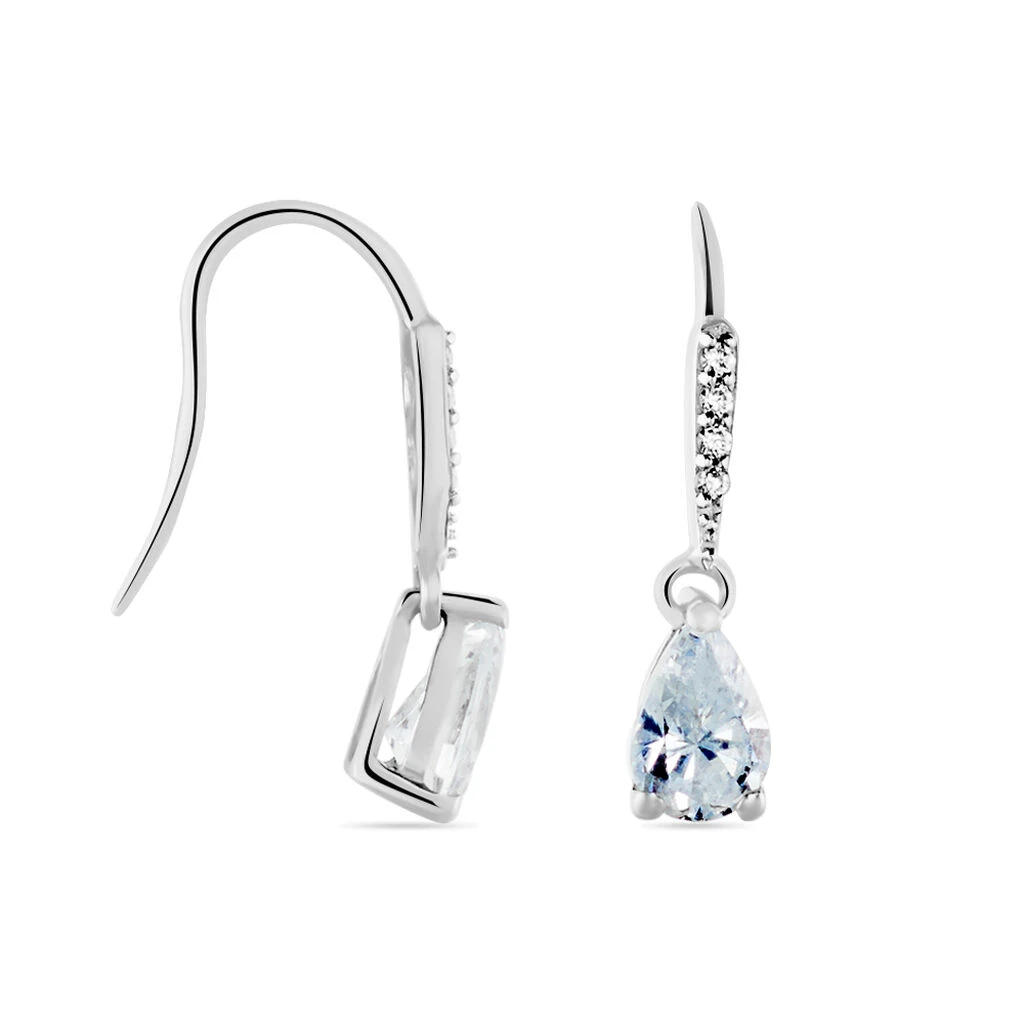 Boucles D'oreilles Pendantes Adib Or Blanc Oxyde De Zirconium 2 Boucles D'oreilles Pendantes Adib Or Blanc Oxyde De Zirconium – Image 2