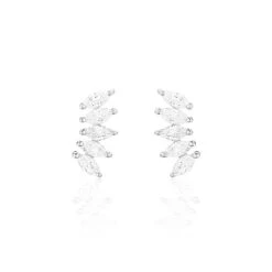 Bijoux D'oreilles Edma Or Blanc Oxyde De Zirconium