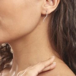 Boucles D'oreilles Pendantes Torsade Or Blanc Oxyde De Zirconium -Bijouterie Pas Chère B3OFBZW373 model0