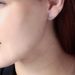 Boucles D'oreilles Puces Philine Fleur Or Blanc Oxyde De Zirconium -Bijouterie Pas Chère B3OFBZW400 model0