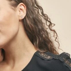 Boucles D'oreilles Puces Philine Fleur Or Blanc Oxyde De Zirconium -Bijouterie Pas Chère B3OFBZW400 model1