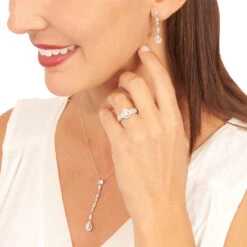 Boucles D'oreilles Pendantes Candia Or Blanc Oxyde De Zirconium -Bijouterie Pas Chère B3OFBZW539 model1