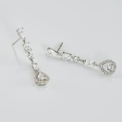 Boucles D'oreilles Pendantes Candia Or Blanc Oxyde De Zirconium -Bijouterie Pas Chère B3OFBZW539 view2