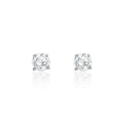 Boucles D'oreilles Puces Or Blanc Katherina Oxyde De Zirconium