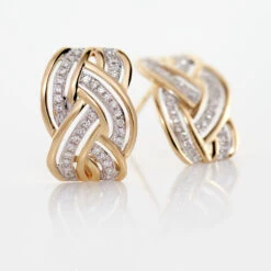 Boucles D'oreilles Puces Leopoldine Or Jaune Diamant -Bijouterie Pas Chère B3OFJDW263 view2