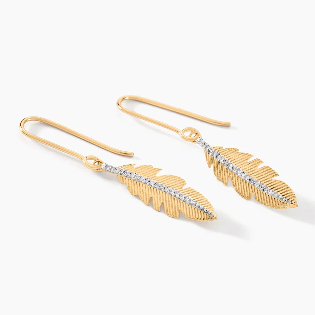 Boucles D'oreilles Pendantes Paola Or Jaune Diamant 2 Boucles D'oreilles Pendantes Paola Or Jaune Diamant – Image 2