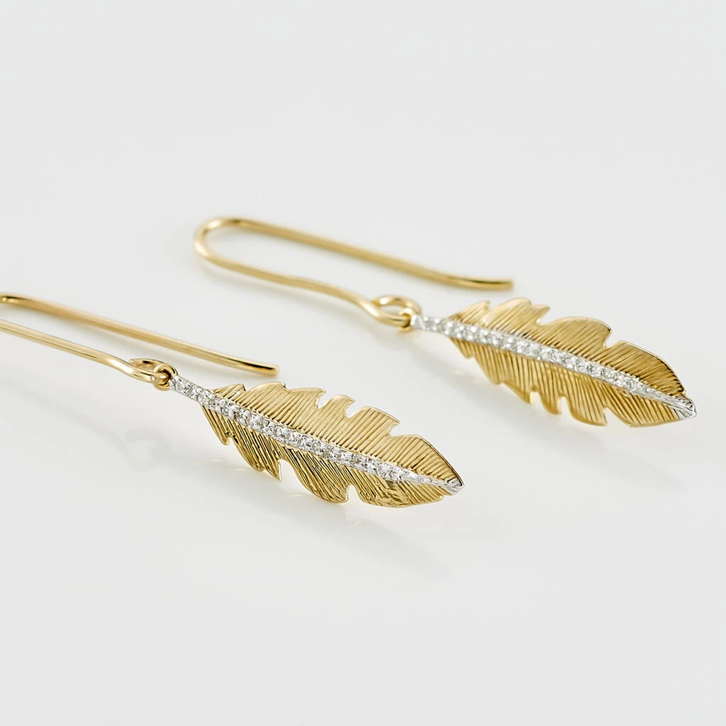 Boucles D'oreilles Pendantes Paola Or Jaune Diamant 3 Boucles D'oreilles Pendantes Paola Or Jaune Diamant – Image 3