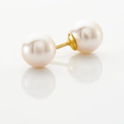 Boucles D'oreilles Puces Akoya Or Jaune Perle De Culture D'akoya -Bijouterie Pas Chère B3OFJK2001 view2