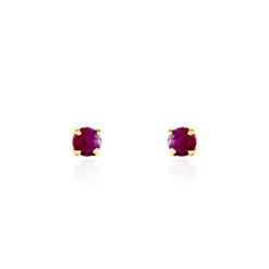 Boucles D'oreilles Puces Elea Serti Griffe Or Jaune Rubis
