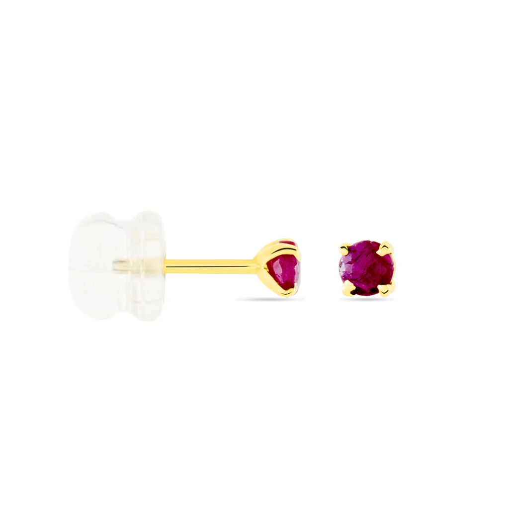 Boucles D'oreilles Puces Elea Serti Griffe Or Jaune Rubis 2 Boucles D'oreilles Puces Elea Serti Griffe Or Jaune Rubis – Image 2
