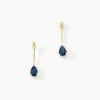 Boucles D'oreilles Pendantes Goutte Or Jaune Saphir