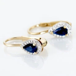 Boucles D'oreilles Pendantes Doorsie Or Jaune Saphir Et Diamant -Bijouterie Pas Chère B3OFJSB257 view2