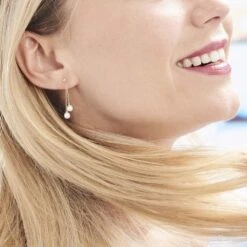 Boucles D'oreilles Pendantes Carrine 2 Fils Or Jaune Perle De Culture -Bijouterie Pas Chère B3OFJU2354 model1