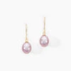 Boucles D'oreilles Pendantes Rose Or Jaune Perle De Culture