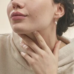 Boucles D'oreilles Pendantes Rose Or Jaune Perle De Culture -Bijouterie Pas Chère B3OFJUS014 model0