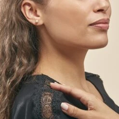 Boucles D'oreilles Puces Fidelia Boule Sablee Or Jaune -Bijouterie Pas Chère B3OFJW001V model0