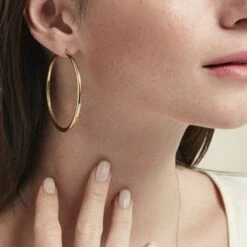 Créoles Or Jaune Rond -Bijouterie Pas Chère B3OFJW00H6 model0