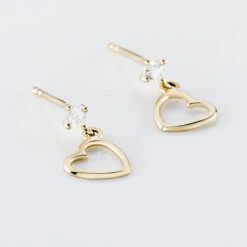 Boucles D'oreilles Pendantes Daria Cœur Or Jaune -Bijouterie Pas Chère B3OFJW0805 view2