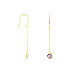 Boucles D'oreilles Pendantes Arenale Or Jaune Amethyste -Bijouterie Pas Chère B3OFJYI112 view1