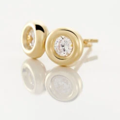 Boucles D'oreilles Puces Eden Serti Pneu Or Jaune Oxyde De Zirconium -Bijouterie Pas Chère B3OFJZW167 view2