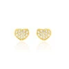 Boucles D'oreilles Puces Daria Coeur Plein Or Jaune Oxyde De Zirconium