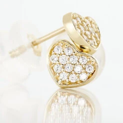 Boucles D'oreilles Puces Daria Coeur Plein Or Jaune Oxyde De Zirconium -Bijouterie Pas Chère B3OFJZW574 view2