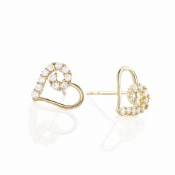 Boucles D'oreilles Puces Daria Cœur Or Jaune Oxyde De Zirconium -Bijouterie Pas Chère B3OFJZW806 view2