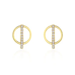 Boucles D'oreilles Pendantes Edmee Cercle Or Jaune Oxyde De Zirconium