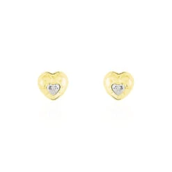 Boucles D'oreilles Puces Or Jaune Clematite Oxydes De Zirconium