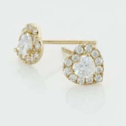 Boucles D'oreilles Puces Or Jaune Festuca Oxydes De Zirconium -Bijouterie Pas Chère B3OFJZW964 view2