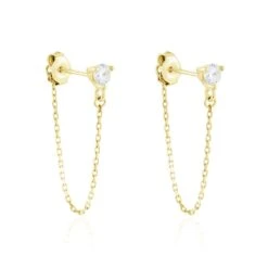Boucles D'oreilles Pendantes Or Jaune Acierna Oxyde De Zirconium