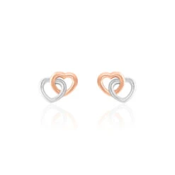 Boucles D'oreilles Puces Donna Coeurs Ajoures Or Rose