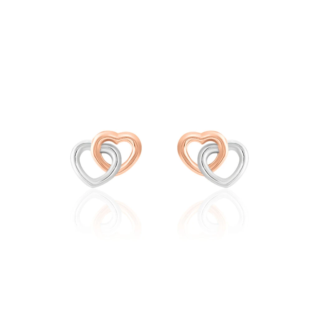 Boucles D'oreilles Puces Donna Coeurs Ajoures Or Rose 1 Boucles D'oreilles Puces Donna Coeurs Ajoures Or Rose