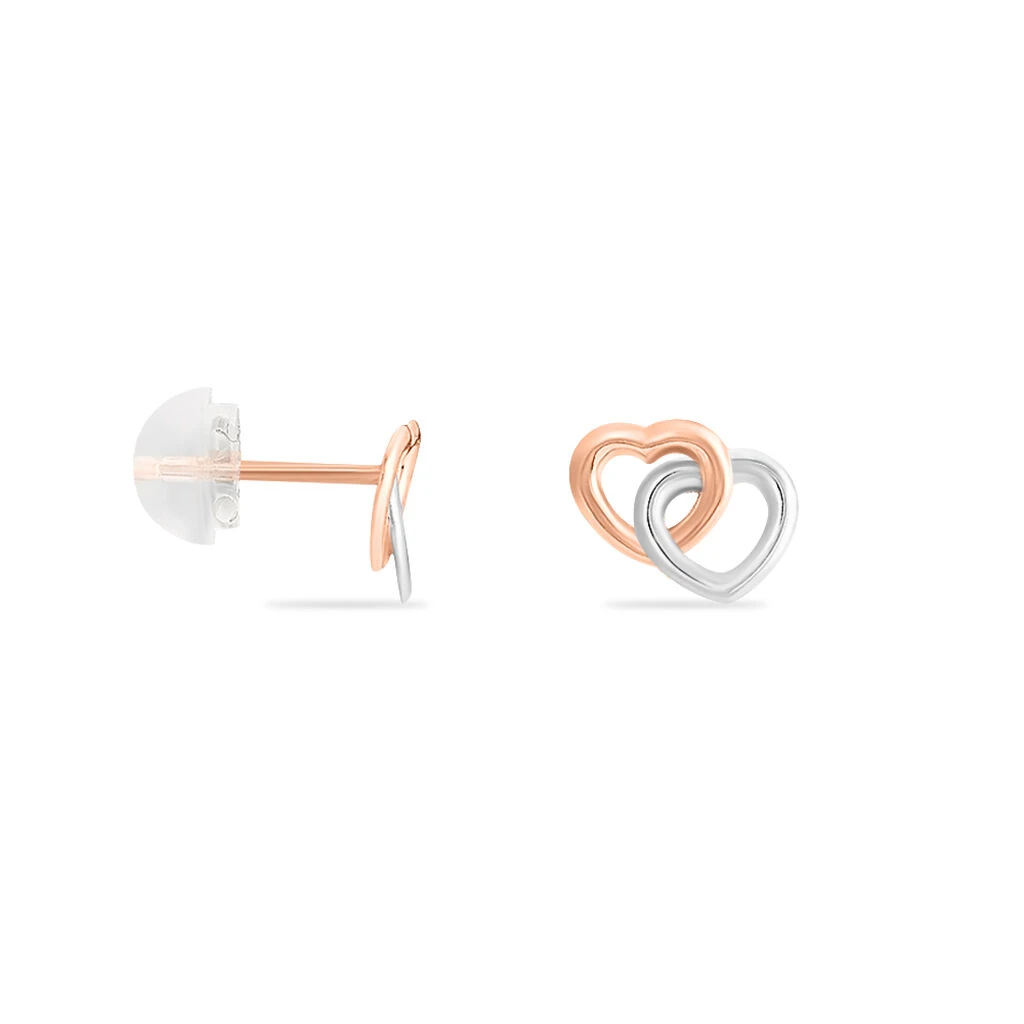 Boucles D'oreilles Puces Donna Coeurs Ajoures Or Rose 2 Boucles D'oreilles Puces Donna Coeurs Ajoures Or Rose – Image 2