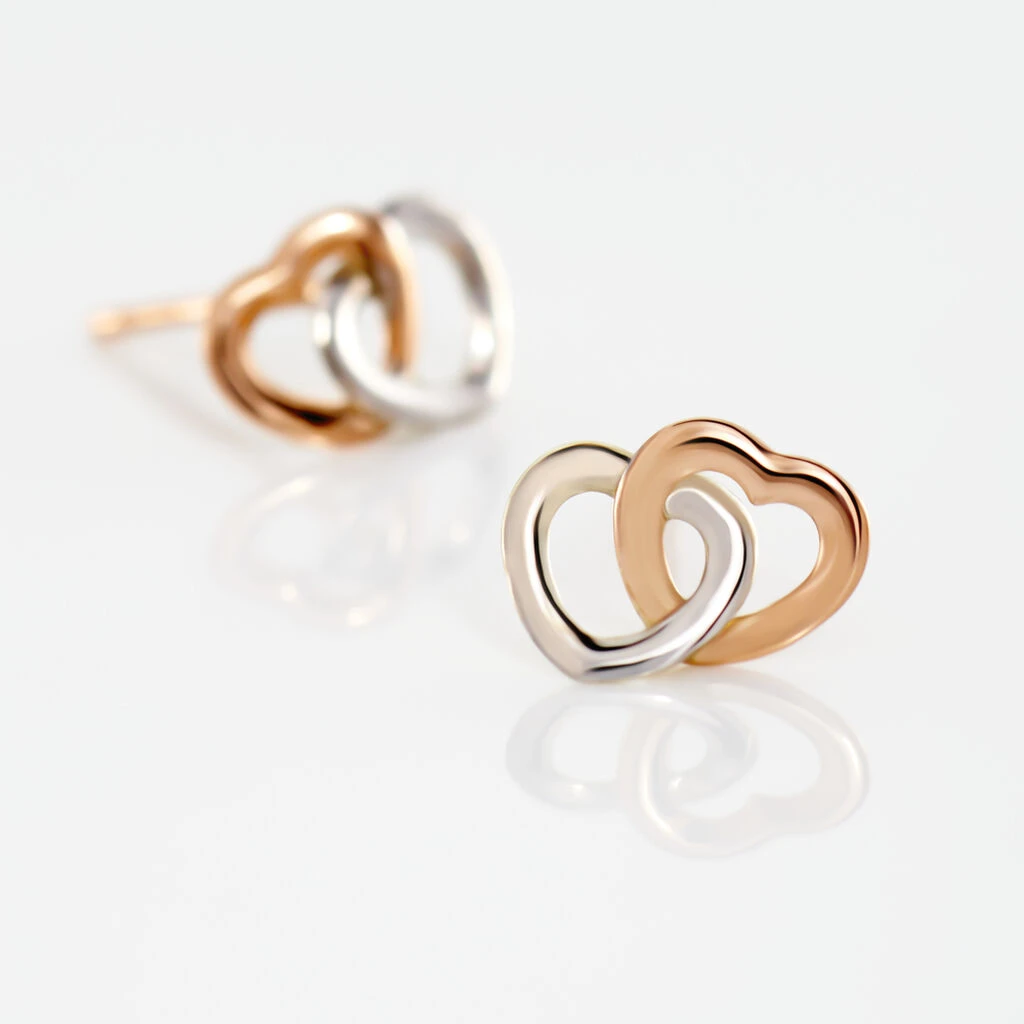 Boucles D'oreilles Puces Donna Coeurs Ajoures Or Rose 3 Boucles D'oreilles Puces Donna Coeurs Ajoures Or Rose – Image 3
